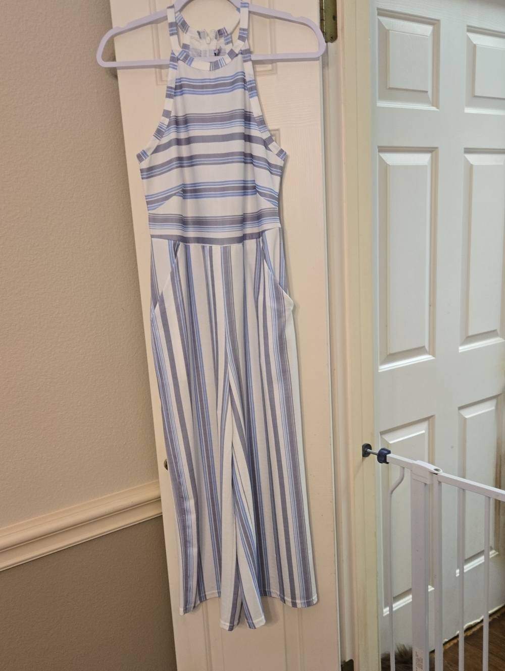 Small Striped Blue & White Halter Jumpsuit